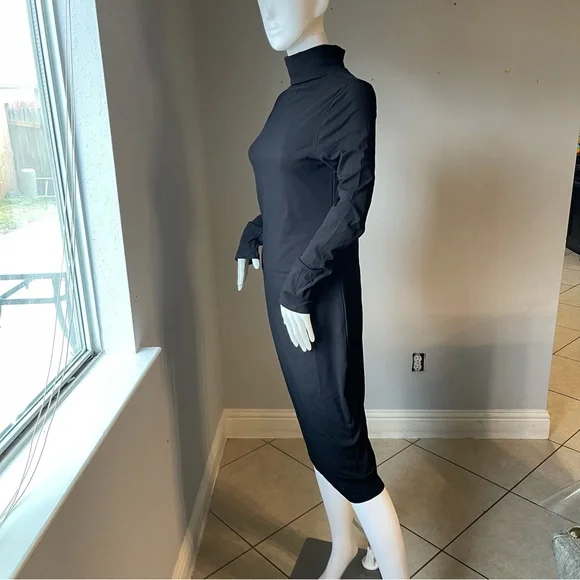 SHEIN BASICS Black Cotton High Neck Solid Bodycon Dress
Size XL for size 12-14 - Picture 7 of 14